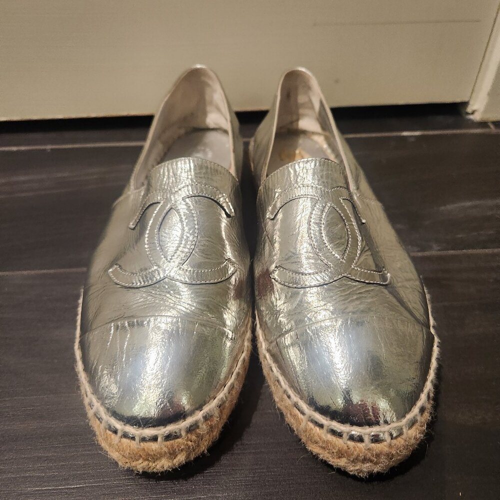 Chanel Silver espadriles